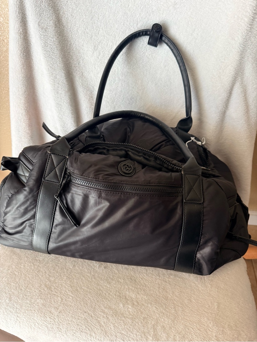Joan & David Black Men’s Duffel Bag with Leather Trim